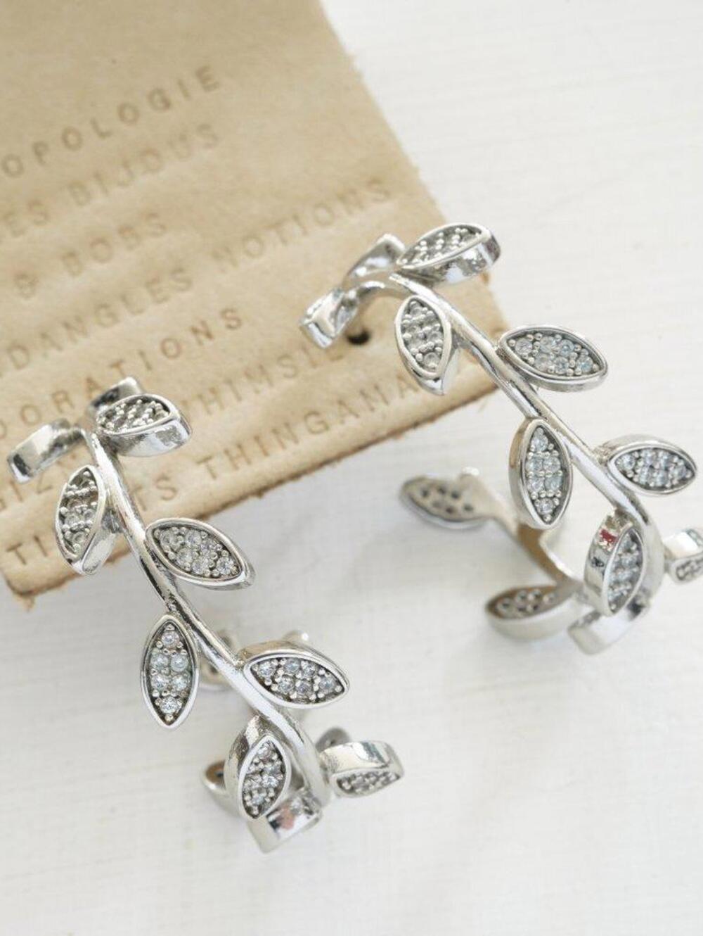 Anthropologie BHLDN Crystal Vine Hoop Earrings